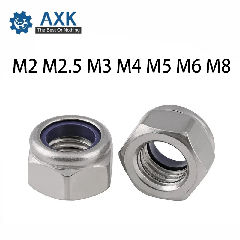 

Hex Nut Lock Carbon Steel Nylon M2 M2.5 M3 M4 M5 M6 M8 Nuts Flat 50pcs Din985 Galvanized Self-locking Locknut Clip Axk