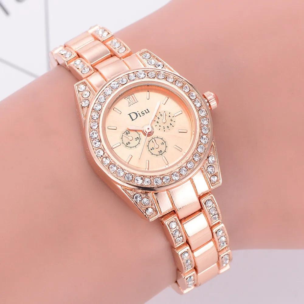 Montre femme Роскошные модные женские элегантные кварцевые часы с покрытием из розового золота, стразы, браслет, ЖЕНСКИЕ НАРЯДНЫЕ часы