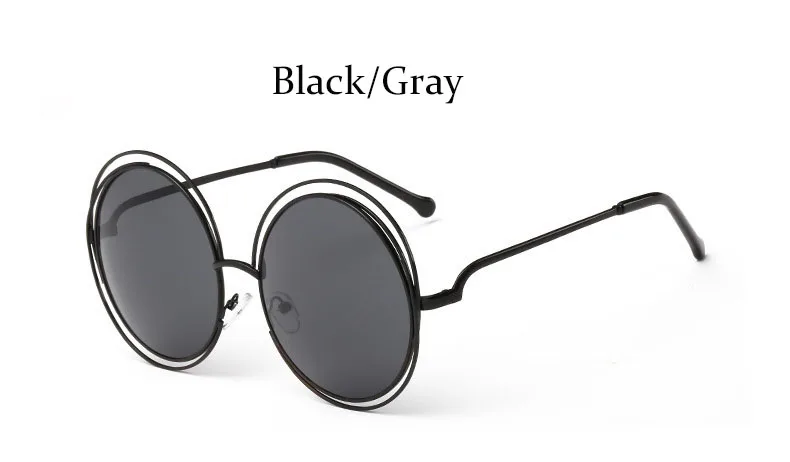Black Gray Круглые Женские солнцезащитные очки, Ретро стиль, Зеркальные Солнцезащитные очки для женщин, роскошные коричневые линзы, женские солнцезащитные очки, большие винтажные очки Oculos - Цвет линз: Black Gray