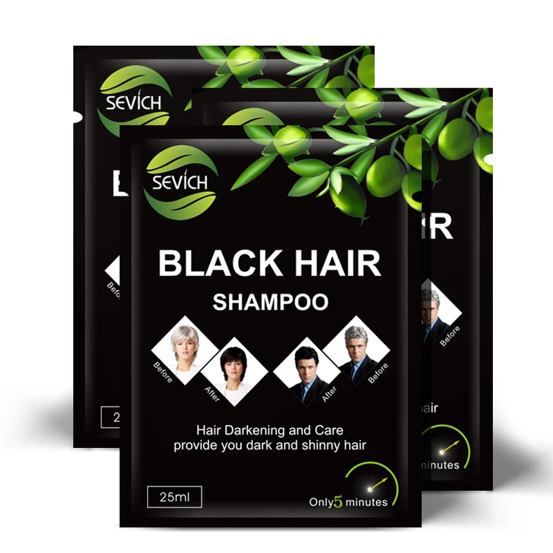 5 шт./партия мгновенный шампунь для темных волос делает серые и белые волосы