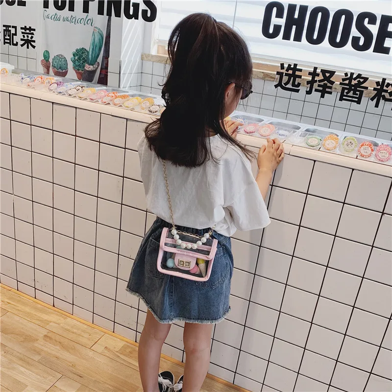 Модные детские прозрачные сумки ПВХ квадратные через плечо для маленькой