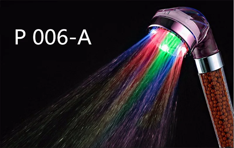 Colorful self-change Горячая Светодиодный Анионный Душ Спа Душевая Головка под давлением экономия воды Контроль температуры Красочный Ручной Большой дождевой Душ - Цвет: Colorful self-change