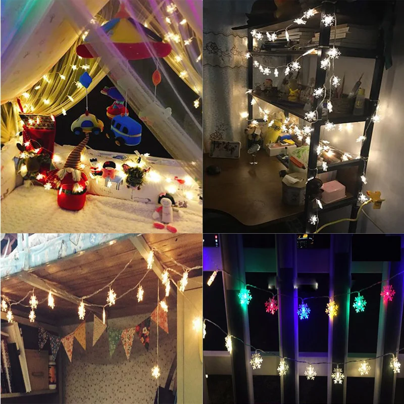 СВЕТОДИОДНАЯ Гирлянда 6 м Снежинка Лампа Рождественская елка украшение