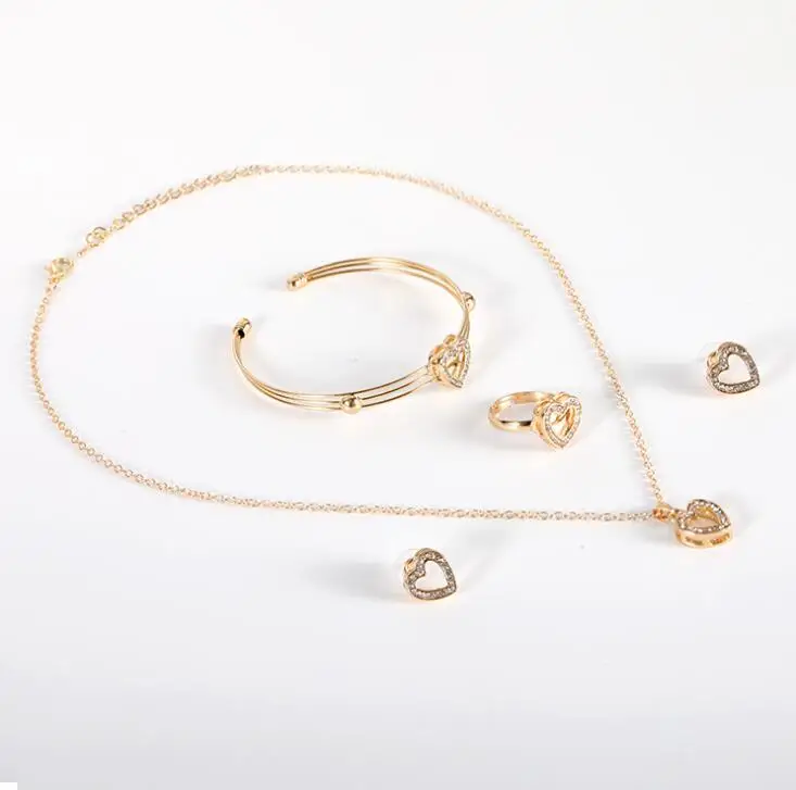 4 шт./компл. милый в форме сердца колье серьги комплекты ювелирных изделий с