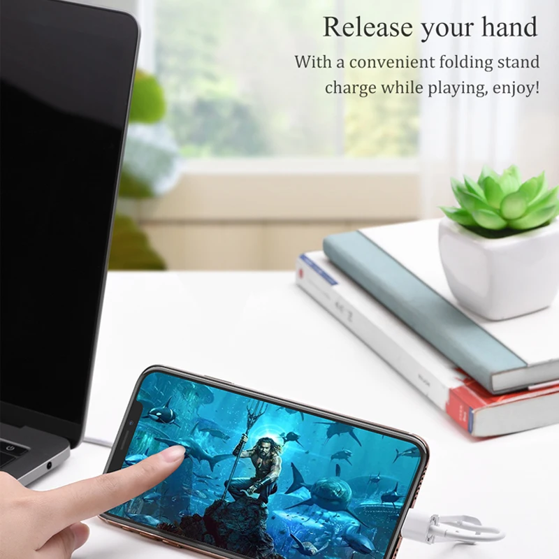 HOCO 2 в 1 USB кабель держатель со складным держателем для iPhone 11 Pro X XS MAX XR 8 7 кабель для быстрой зарядки для iPhone 6 6s plus ipad