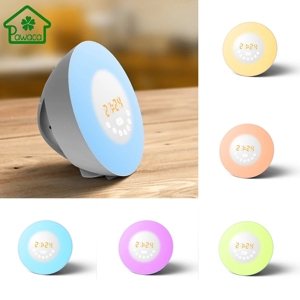 Новый цифровой будильник с моделирование Восход светодиодные фонари проснуться