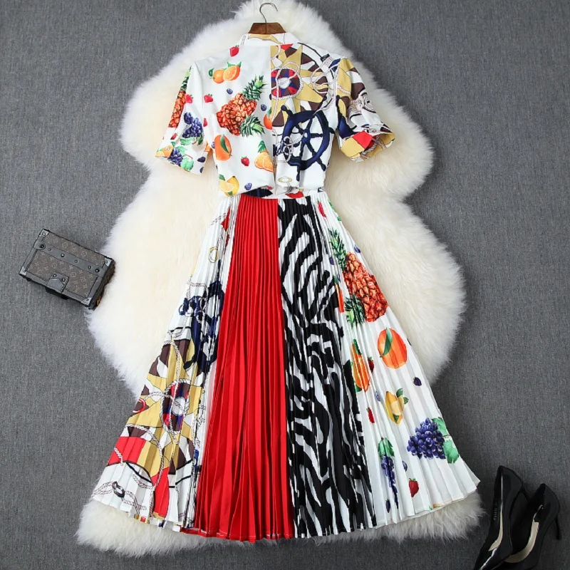 Комплект одежды с принтом для офиса весенний Свободный Топ коротким рукавом и