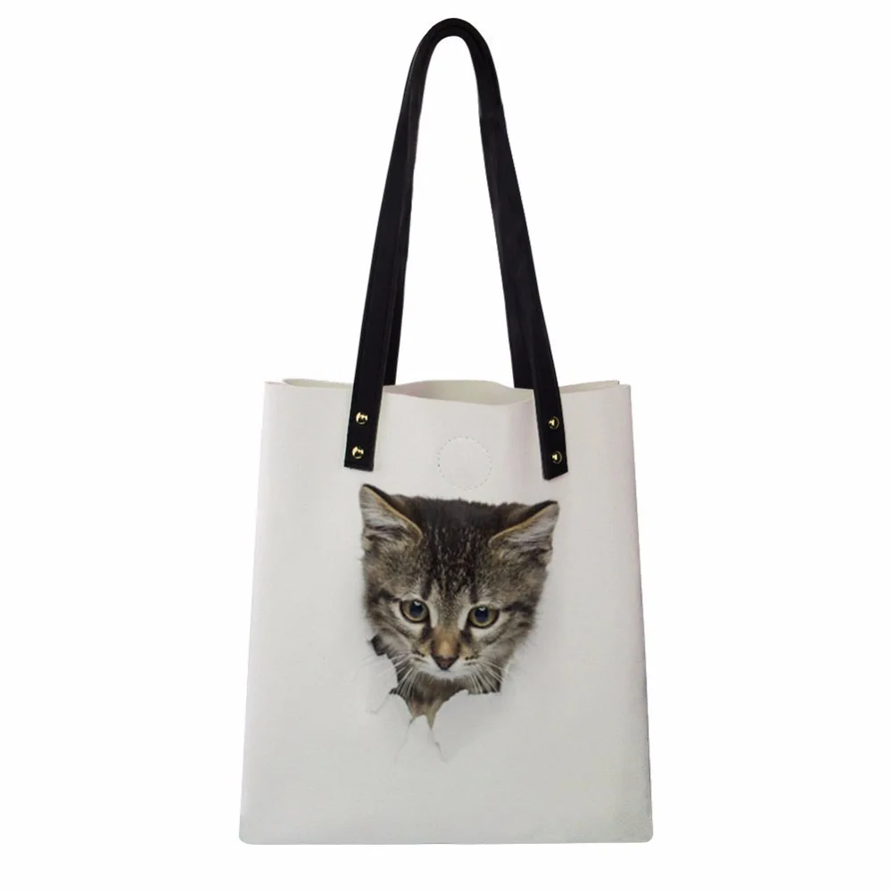 Индивидуальная женская сумка для покупок эко с принтом кошки женские