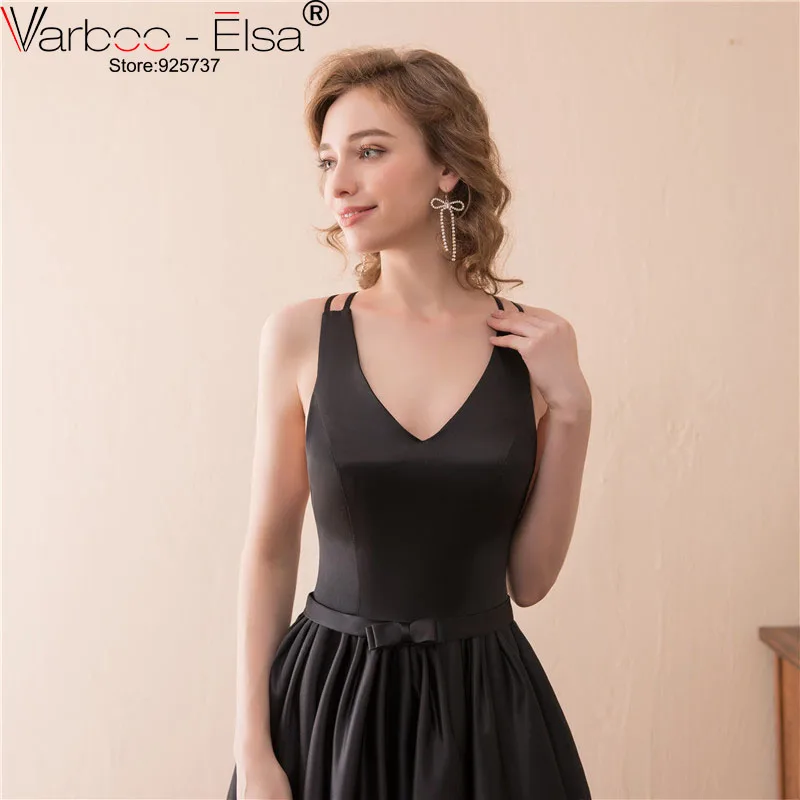Женское вечернее платье без рукавов varboo_эльза элегантное черное атласное с