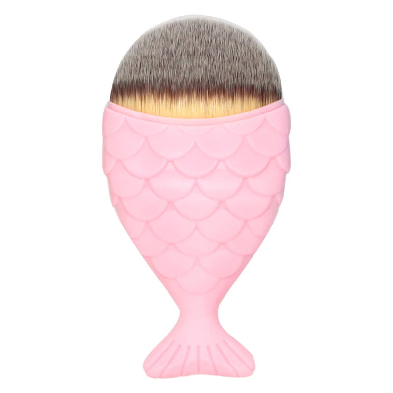 Pink Профессиональная Кисть для макияжа в форме русалки, 1 шт., Кисть для макияжа в форме рыбы, косметические инструменты для макияжа, кисть для пудры, кисти для лица - Handle Color: Pink