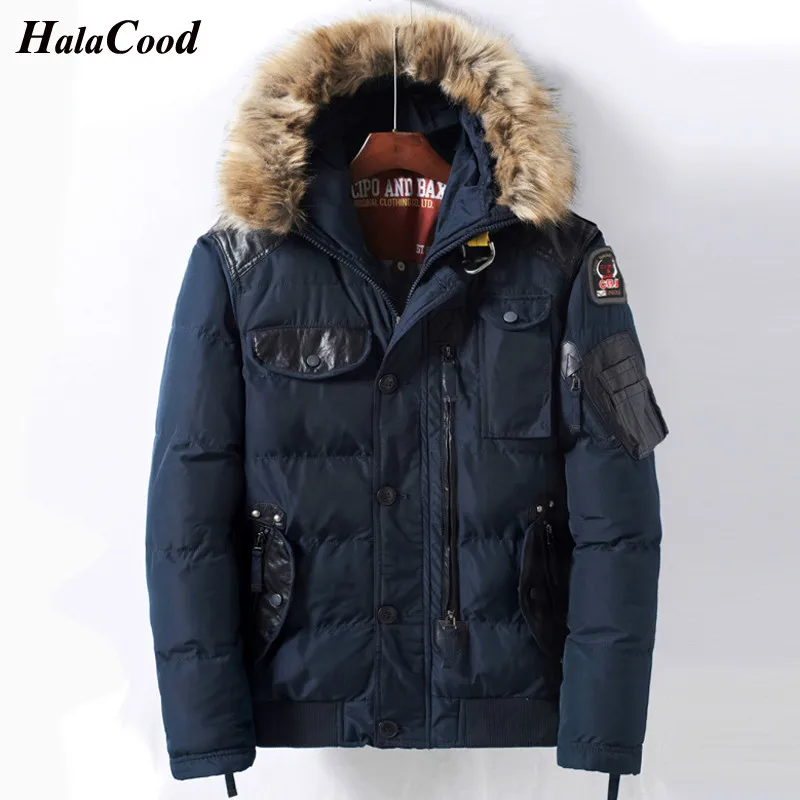 Dark Blue 139 Новинка, Мужская Зимняя парка, Мужская Толстая куртка с капюшоном и меховым воротником, мужские пальто, Повседневная Верхняя одежда с хлопковой подкладкой, Мужская одежда, мужские куртки - Цвет: Dark Blue 139