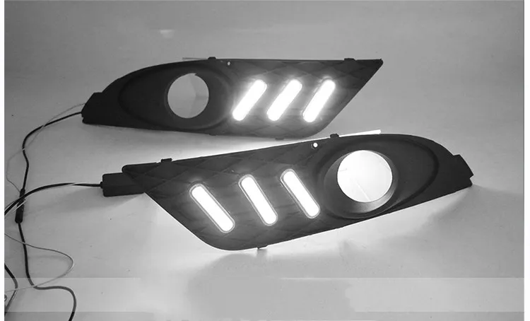 EOsuns led drl Дневной ходовой светильник для Ford focus 2007 с движущимися желтыми поворотниками и синим ночным ходовым светильник