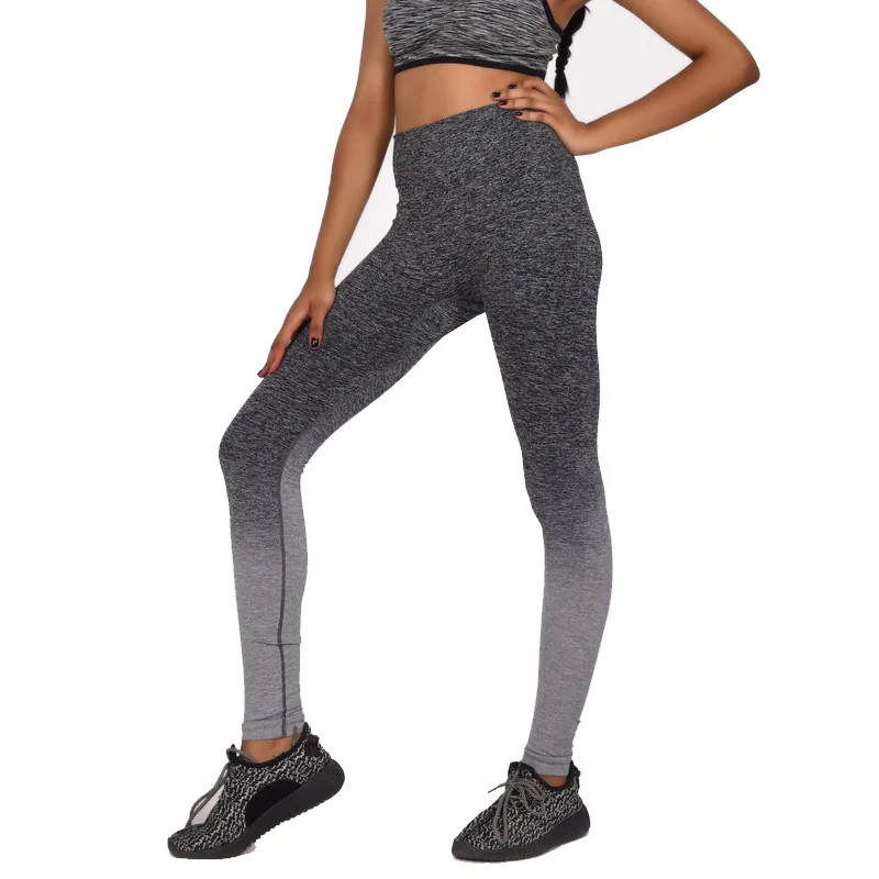 2018 эластичные спортивные колготки энергия Омбре бесшовные леггинсы контроль