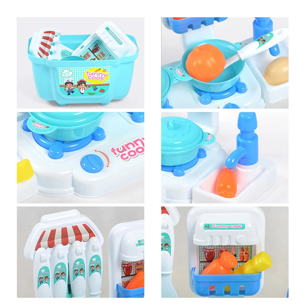 22pcs/set Kids Kitchen Cooking Toys Set Cooktop Tap Pot Fruit Vegetable Plastic Pretend Play Food Children Girls Games Toy | Игрушки и
