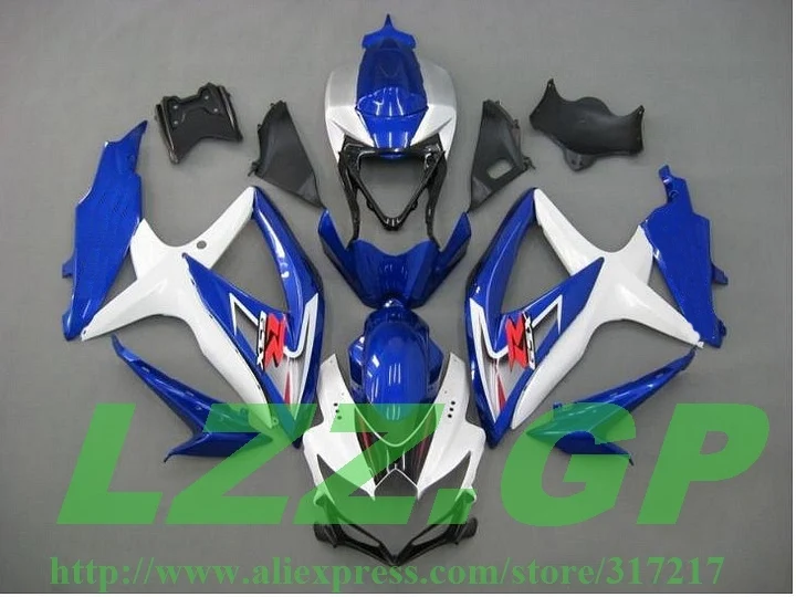 

Injection For K8 08 09 10 SUZUKI GSX R750 GSX-R750 GSXR 750 Kit Blue/White Y4354 GSXR750 K8 2008 2009 2010 Fairing