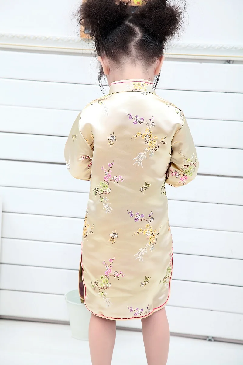Qipao для маленьких девочек весеннее платье Красный Дракон Cheongsams подарок год для девочек нарядное платье принцессы Одежда высшего качества От 2 до 12 лет