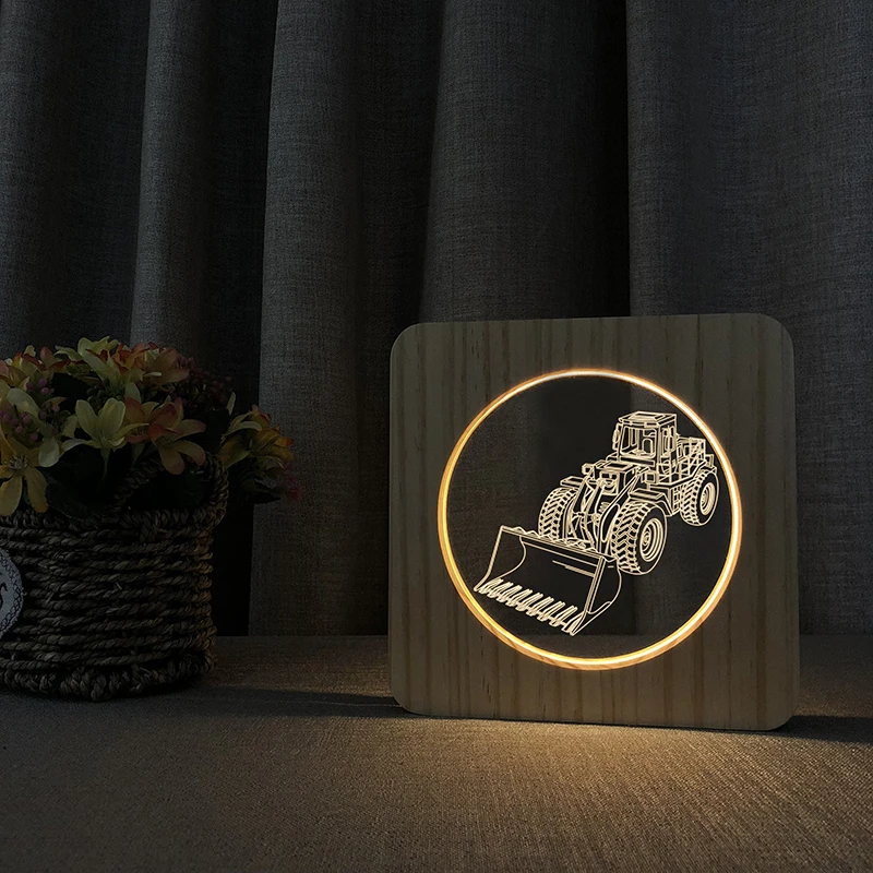 

Tractor Lamp LED USB 3D Night Light Baby Room Decoration Wooden Warm Lights Home Decor Party Birthday Holiday Gift Drop Shipping