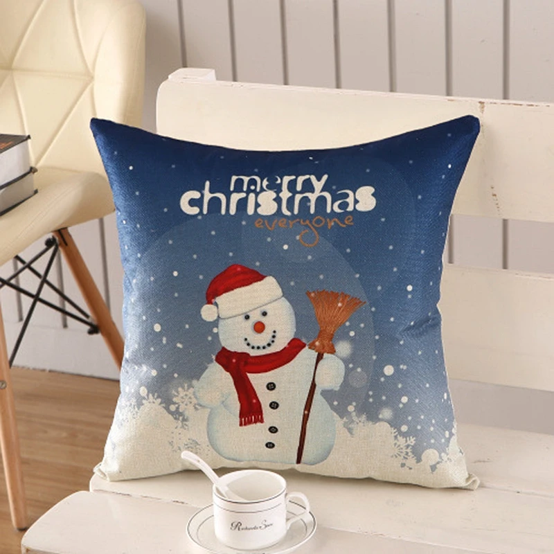 Веселое Рождество мультяшный принт хлопок лен квадратный диван наволочка для