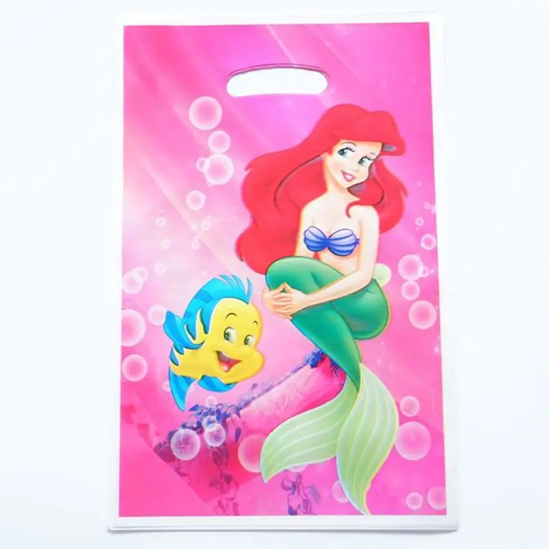 Loot Bag 10pcs Красивая Русалка Ариэль вечерние украшения девушки день рождения латексный шар одноразовая бумажная посуда скатерть конфетная коробка подарок на день рождения - Цвет: Loot Bag 10pcs