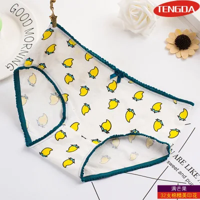 2 Mango Luckymily, хлопковое женское Бесшовное нижнее белье, трусы с низкой посадкой и принтом, удобное женское нижнее белье, трусики-стринги - Цвет: 2 Mango