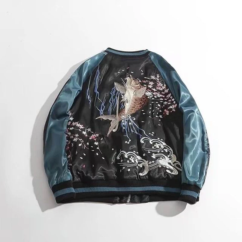 Женская новая роскошная куртка с вышивкой карпа на весну и осень хлопковая
