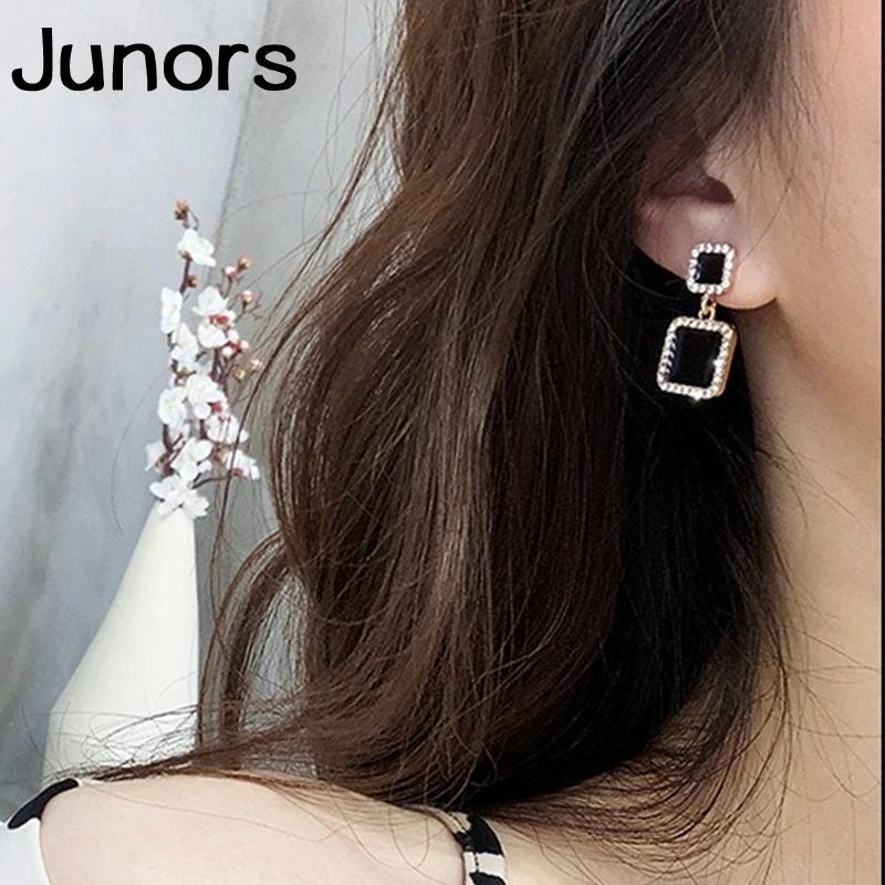 Женский винтажный черный большой кулон купе серьги капли антикварные круглые с