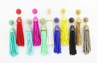 zwpon fashion sead beads tassel drop earrings colorful bohemia seed beads tassel drop earrings for woman female jewelry