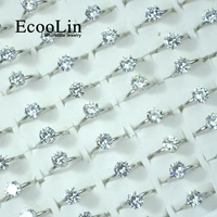 50pcs ecoolin jewelry fashion 1 0 carat zircon silver plated rings lots for women bulk packs lr4023