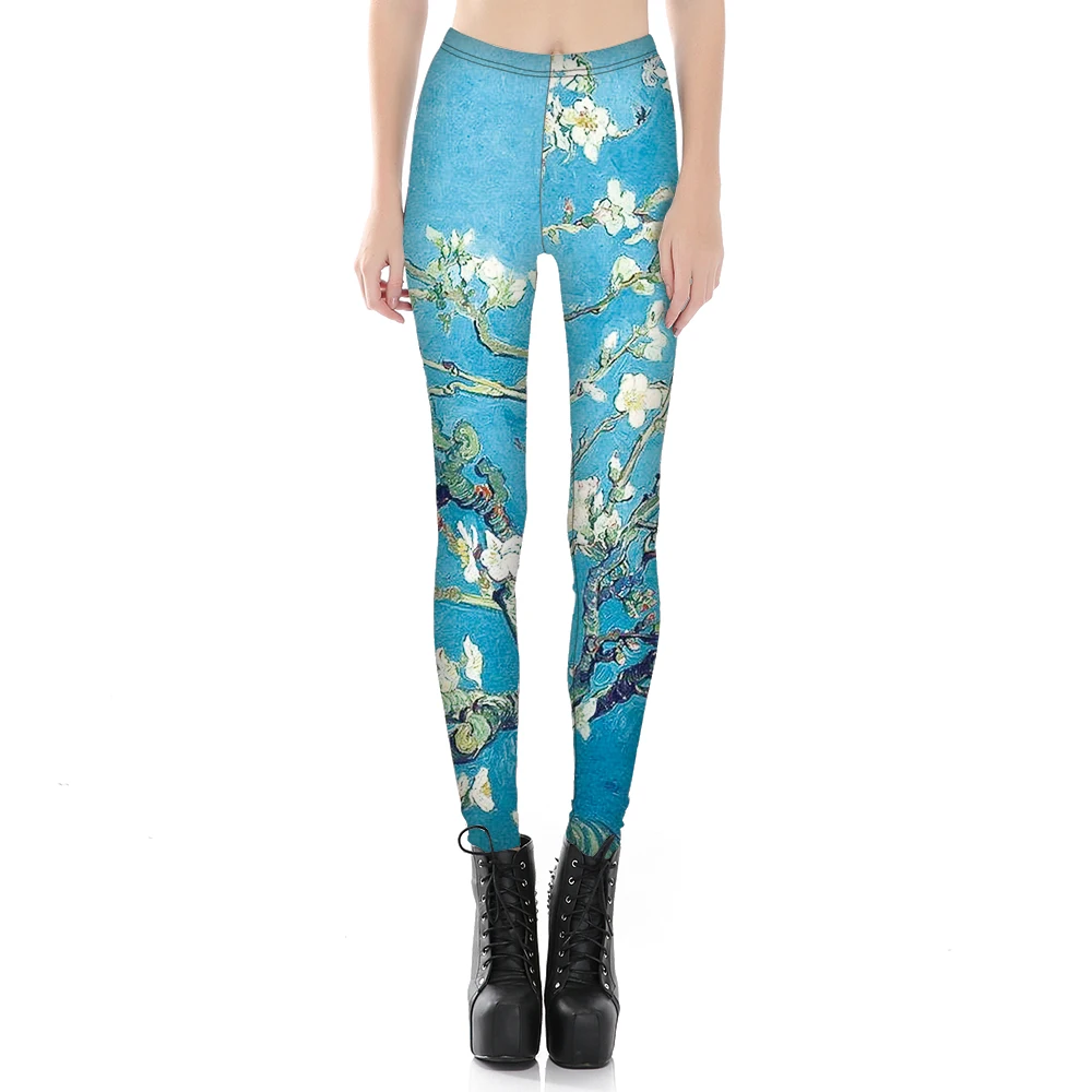 Нанди стихи Новая мода лето цветочный принт женские цветочные леггинсы синие