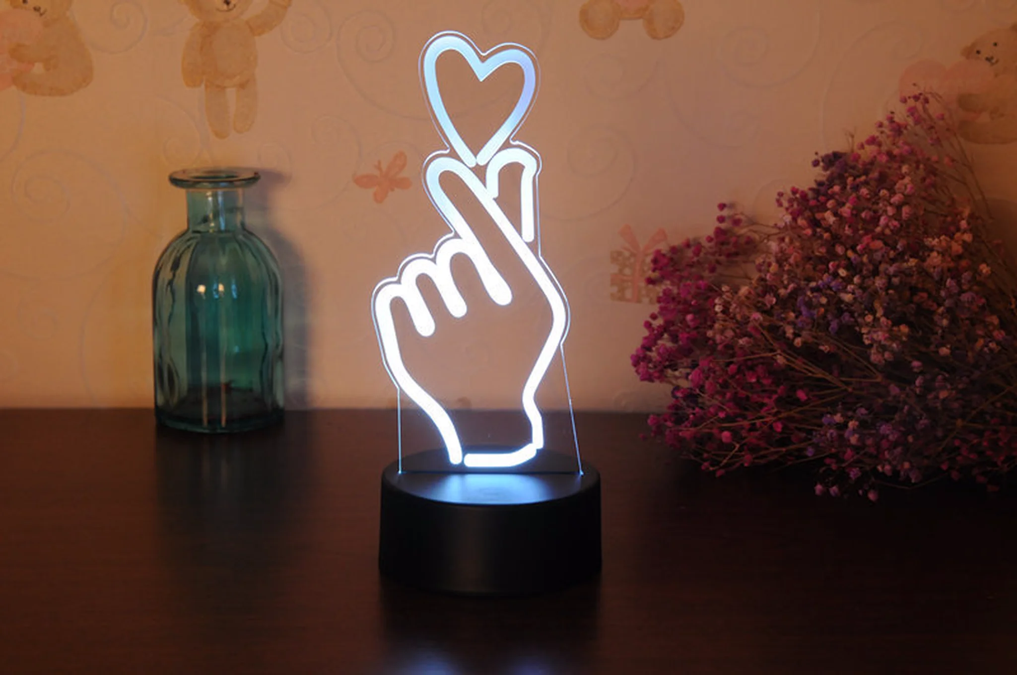 Светодиодная лампа Show love Lampara Luz De 7 цветов USB настольная креативная голограмма 3D