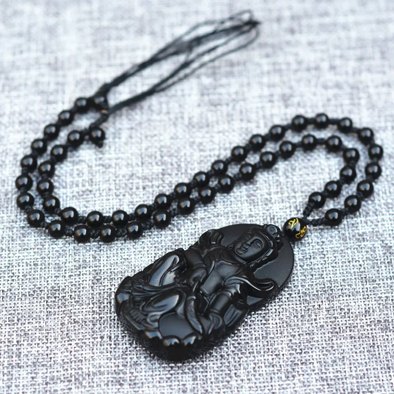 Женское черное матовое ожерелье Avalokiteshvara с подвеской в виде головы Будды для