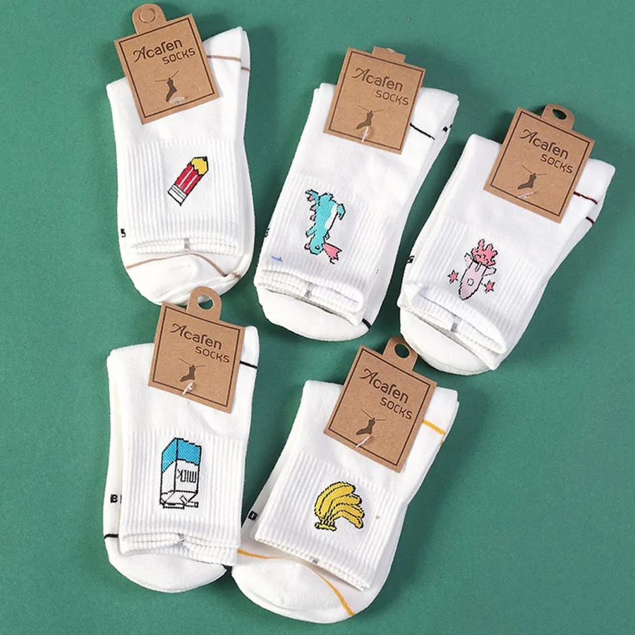 Женская Kawaii Молоко банан карандаш динозавр мультфильм носки meias носочки Новинка