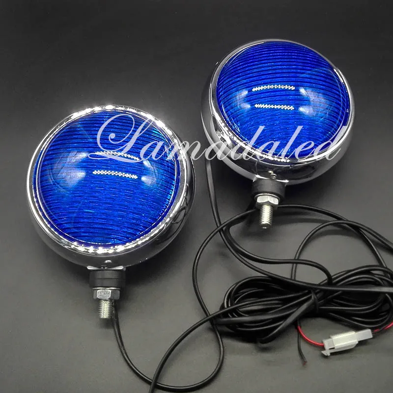both blue 12 V/24 V красный синий круглый 2X50led высокий яркий полицейский Мотоцикл СВЕТОДИОДНЫЕ стробоскопы патрульный мотоцикл стороны благодаря фронтальной вспышке сигнальная лампа - Цвет: both blue