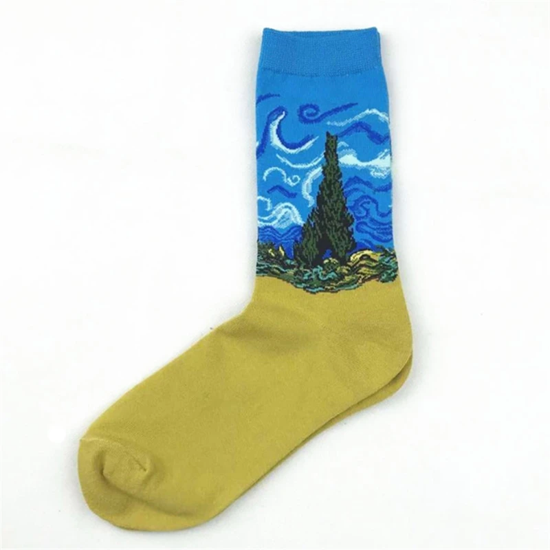 25 Styles Hot Sale Happy Socks Women/Men World Famous Painting Series Men's 2018 Brand Casual Cotton Funny Sock Wholesale | Мужская