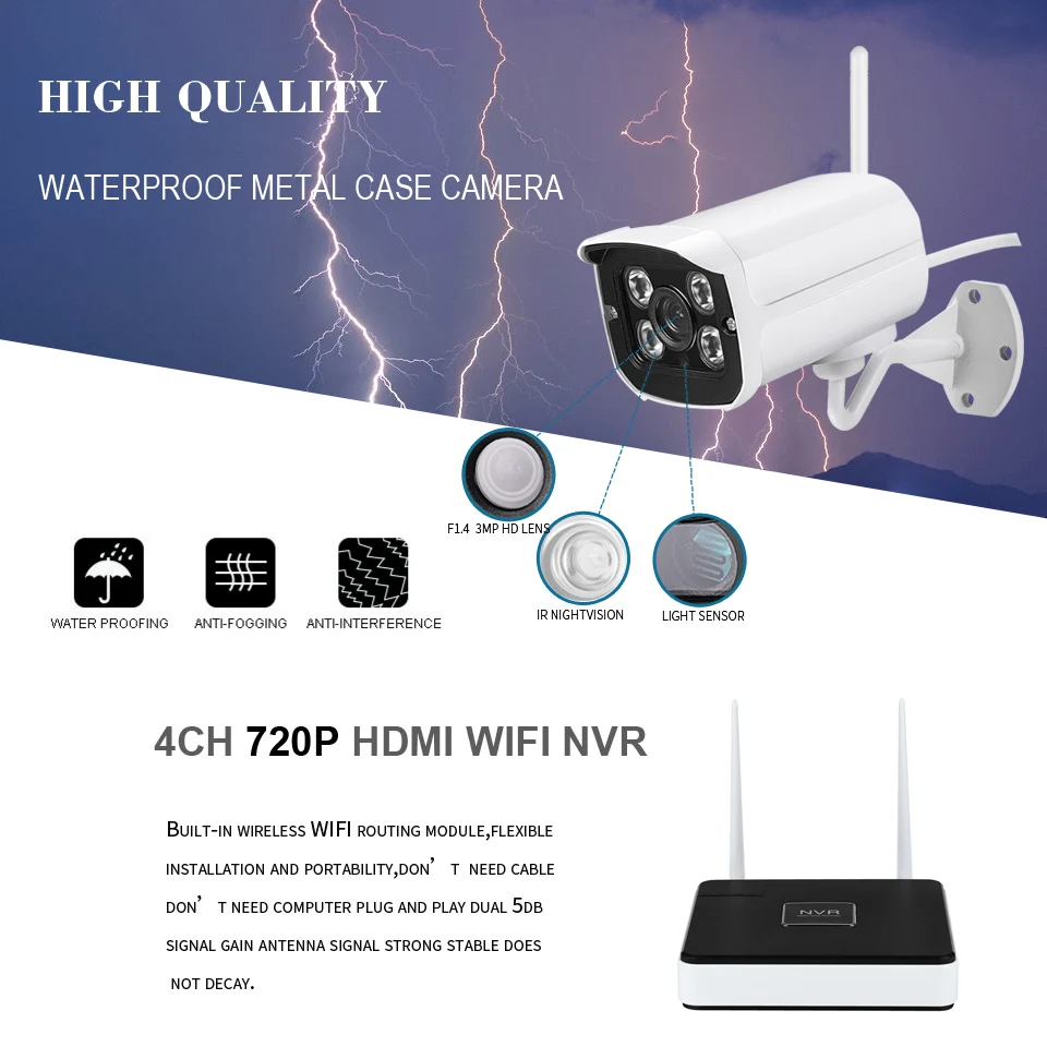 BESDER Беспроводная Plug & Play 960P Wifi камера CCTV система видеонаблюдения 4 шт безопасности