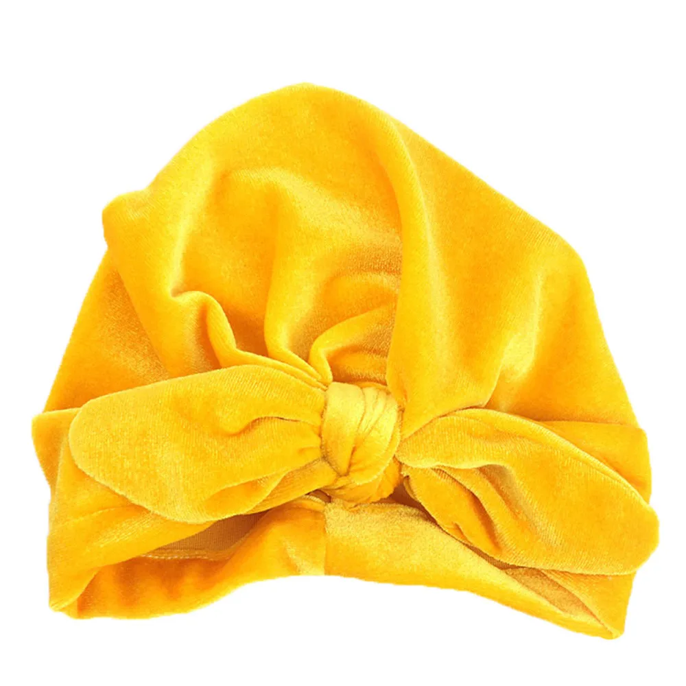 Yellow MUQGEW шапочка для новорожденного, для малыша, девочки, мальчики, Детские аксессуары, бант с кроличьими ушками, хлопковая шапочка для сна, casquette enfant, детская шапка, головной убор - Цвет: Yellow