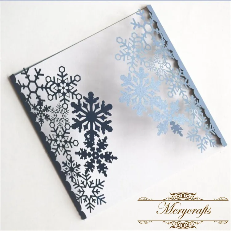 

Pretty Christmas party laser cut snowflakes wedding invitation card