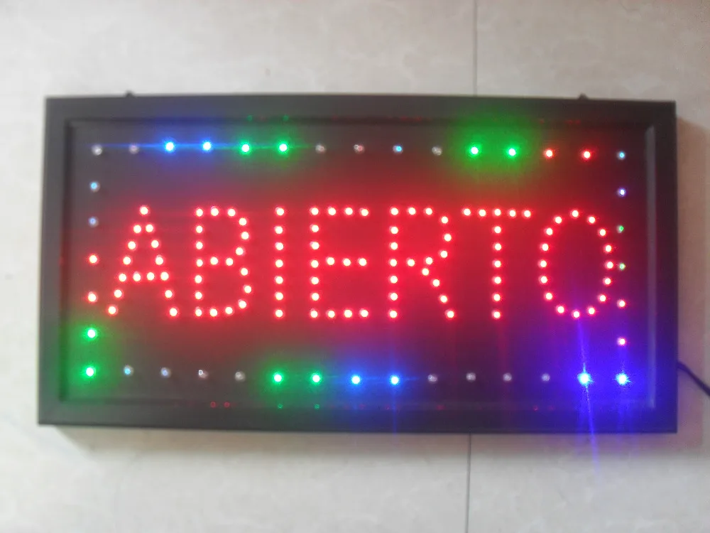 Светодиодный-2017 от производителя с цветными краями и открытым знаком 10x19 дюймов