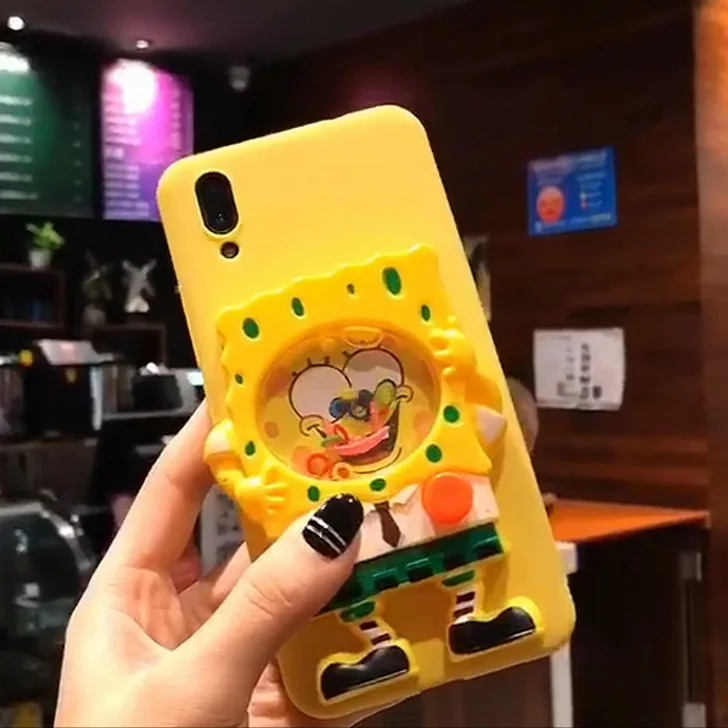 SpongeBob 3D чехол с изображением утки, жидкий силиконовый чехол для iPhone 11 Pro Max 6 6s 7 8 Plus X Xs Max XR 5S 5 Pikachu SpongeBob, снижающий стресс - Цвет: SpongeBob