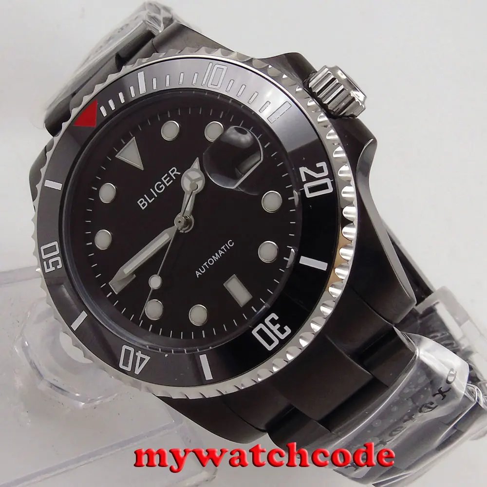 

Bliger 40mm Black PVD Coated Luminous 24 Jewels NH35A MIYOTA 8215 Sapphire Glass Automatic Men's Watch