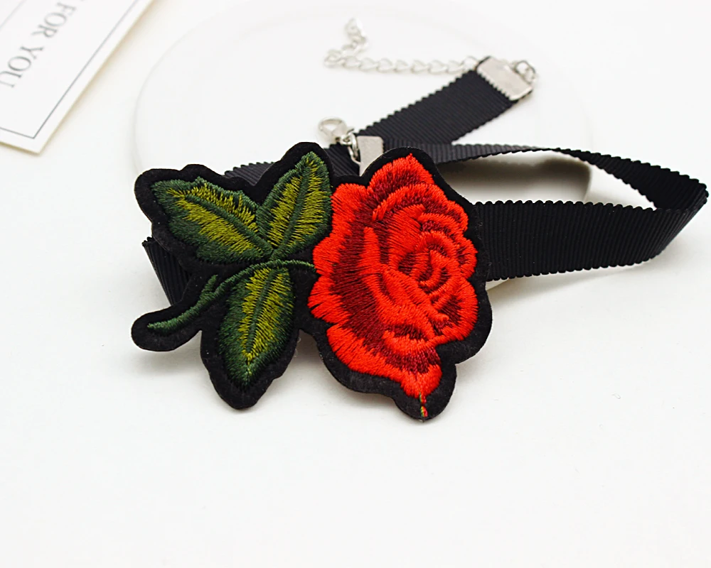 Очаровательное женское вышитое цветочное розовое чокер Макси ожерелье в