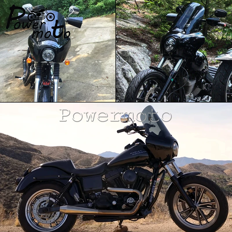 Прозрачный/Дым мотоцикл 1" ветровой щиток передний обтекатель для Harley Dyna Fat Bob Wide Glide FXR FXD 1987