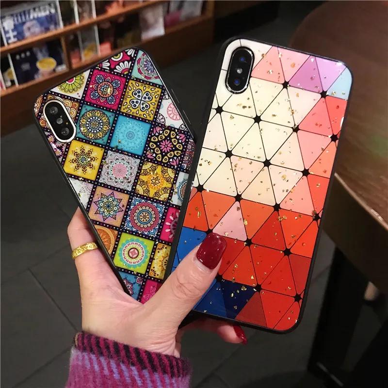 Экзотическая Золотая фольга Чехол для iphone 8 Plus 7 6 S цветной узор мягкая резиновая