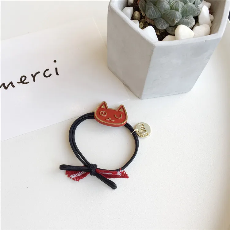 black2pcs 2 шт., корейские милые резинки для волос с животными, резинки для волос, эластичные резинки для волос, аксессуары для волос, резинки для женщин, резинка для волос для девочек - Цвет: black2pcs