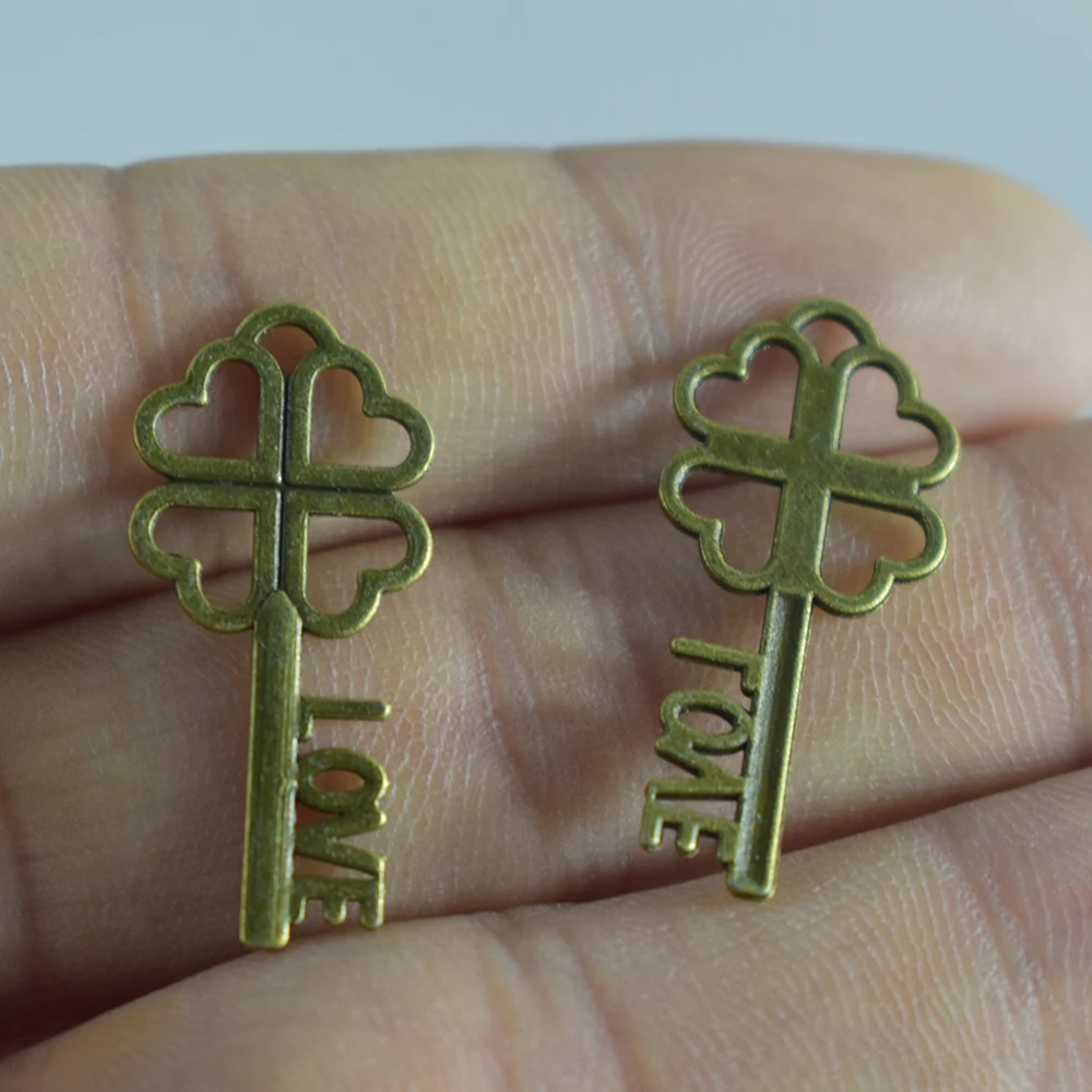 30 шт. 27x12mm античный бронзовый очаровательный кулон ключевые ювелирные изделия