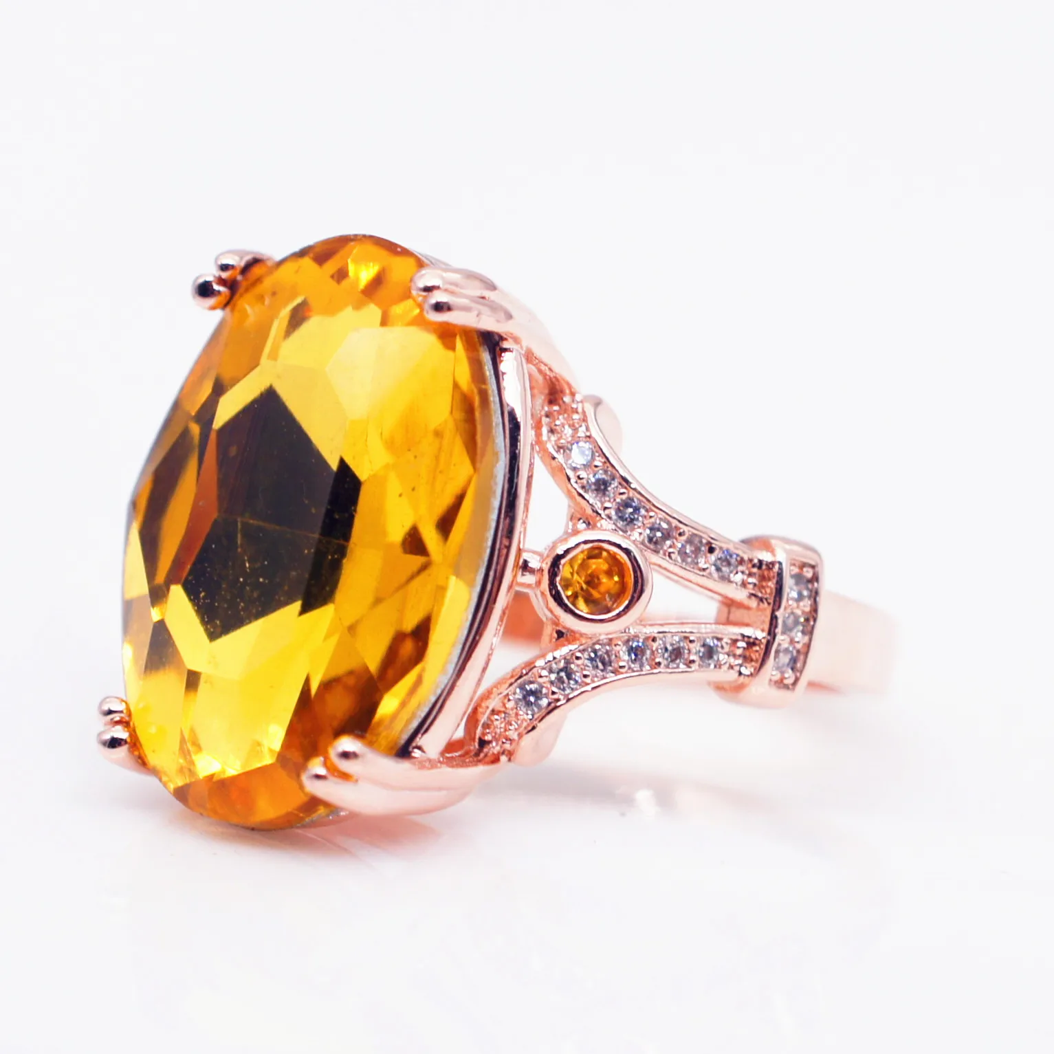 Rose Gold Golden 2 Обручальные овальные кольца с кристаллами для женщин, разноцветные кольца в форме яйца, циркон, желтое розовое золото, свадебный подарок, модные ювелирные изделия KCR194 - Цвет основного камня: Rose Gold Golden 2
