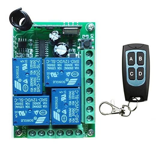 DC 12V 10A 4CH RF беспроводное реле дистанционное управление переключатель 315 MHZ/433 MHZ