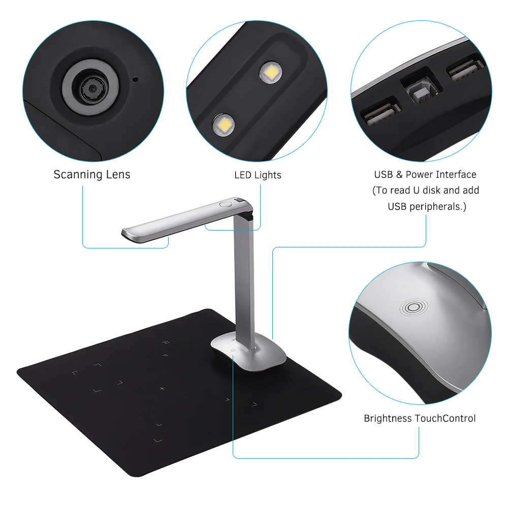 Складной HD USB сканер Aibecy F50 для чтения документов камеры со светодиодный ной