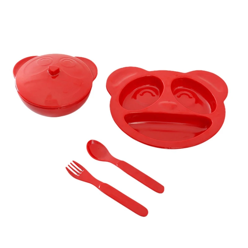 Baby Bowl Food Container Eating Learning Dishes Spoon Fork with Lids Set Organizer Cute Children Tableware | Мать и ребенок