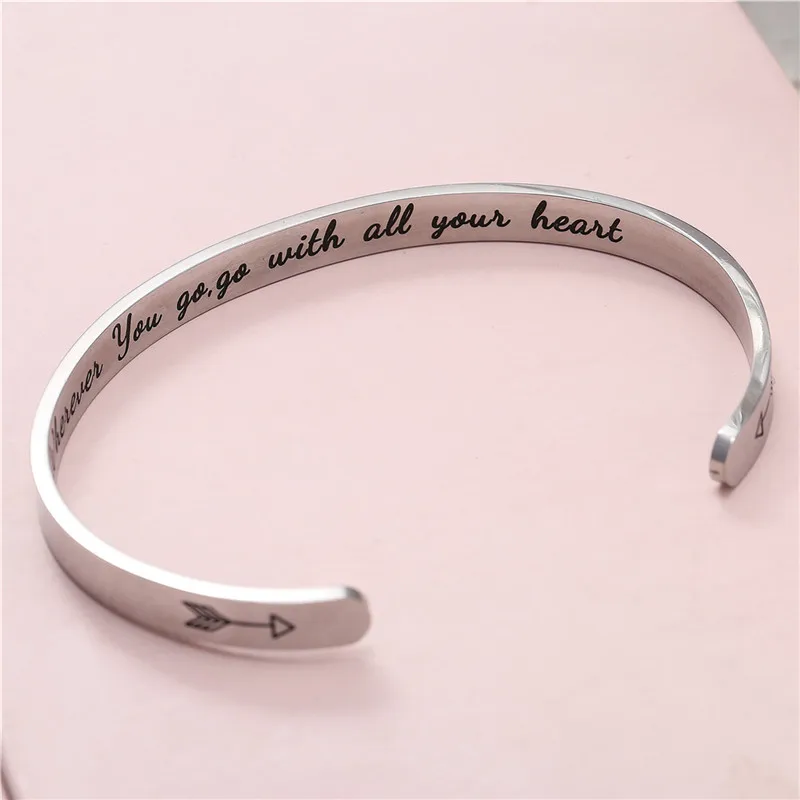 Широкая манжета шириной 6 мм модный браслет с надписью Keep Go любым сердцем